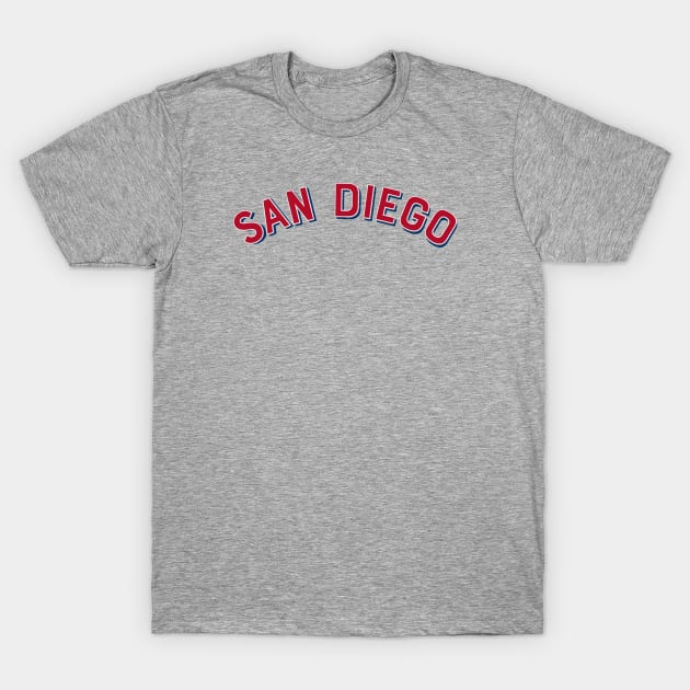 San Diego California Vintage Arch Letters T-Shirt by Hashtagified